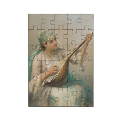 Puzzle en bois 30 pièces : Femme jouant d'un instrument à cordes par Fausto Zonaro