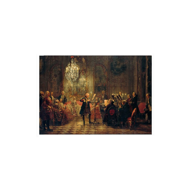 Puzzle en bois 30 pièces : Le concert de flûte de Frederic le Grand a Sans-Souci, par Menzel