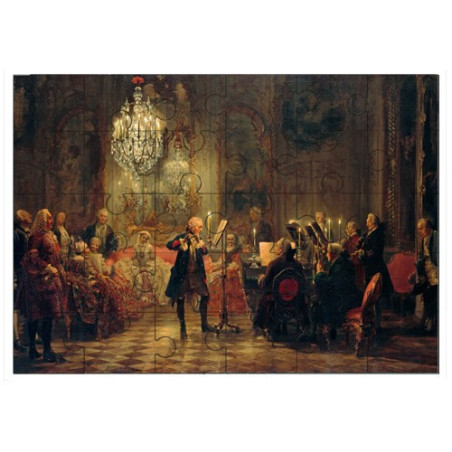 Puzzle en bois 30 pièces : Le concert de flûte de Frederic le Grand a Sans-Souci, par Menzel